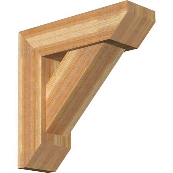Ekena Millwork Traditional Slat Rough Sawn Bracket w/ Offset Brace, Western Red Cedar, 8"W x 26"D x 26"H BKT0806X26X26TRA06RWR - main